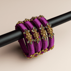পার্পল সিল্ক থ্রেড হ্যান্ডমেড চুড়ি সেট